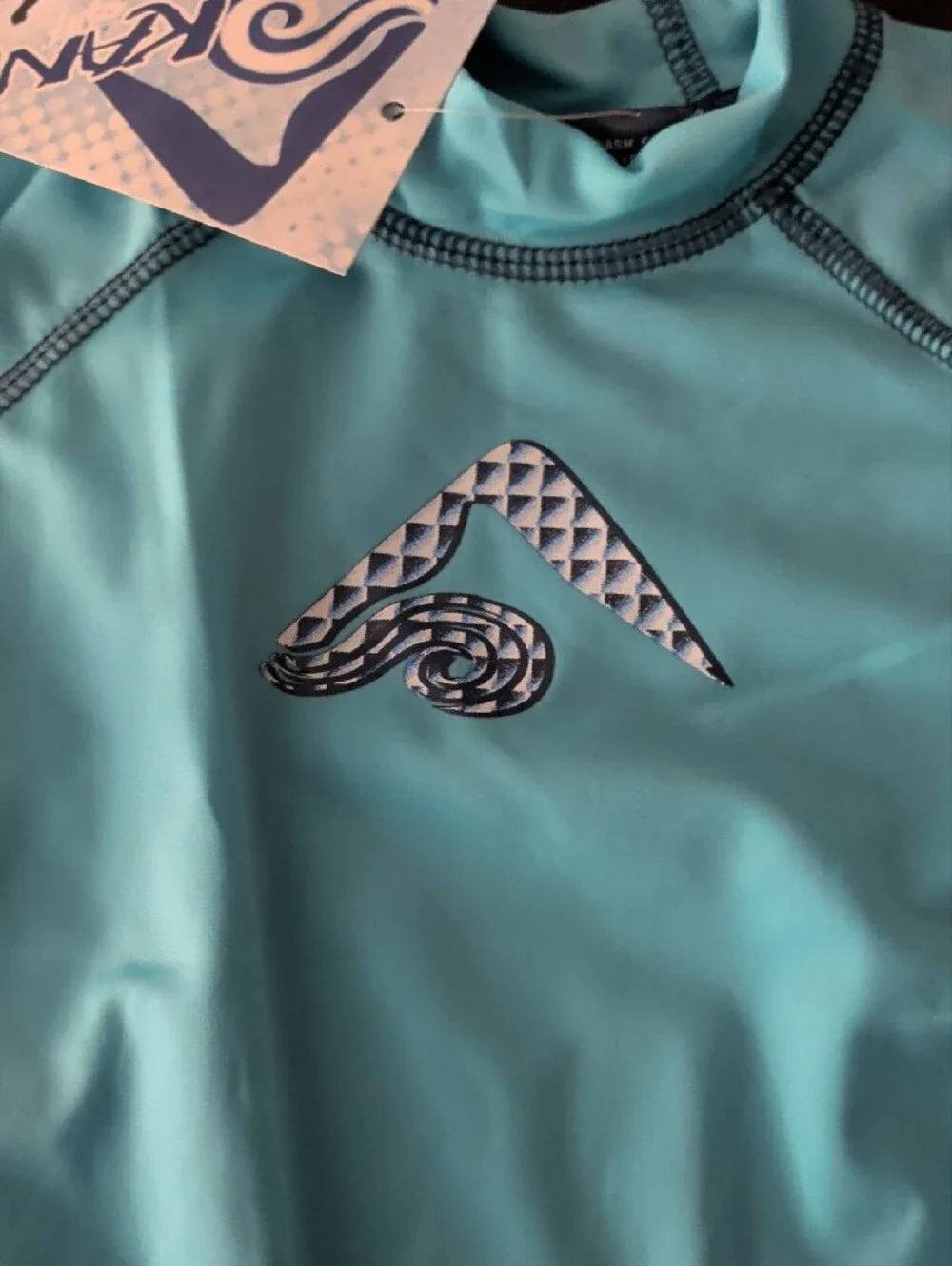 Kanu Surf Kids Aqua and Blue Short Sleeve Rashguard